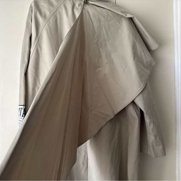 New women’s Zara Harvard University Tan Trench Coat cape button-down size M/L - Picture 7 of 16